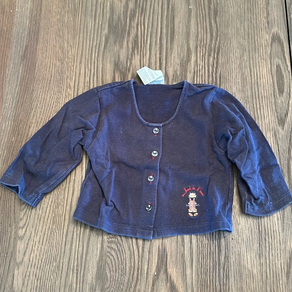 Jacadi navy nautical cardigan size 18 months with bow and anchor buttons - Picture 1 of 4